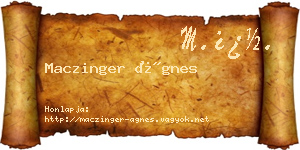 Maczinger Ágnes névjegykártya